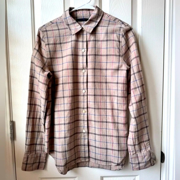 Jenni Kayne Lightweight Flannel Taupe Plaid XS - Picture 5 of 11